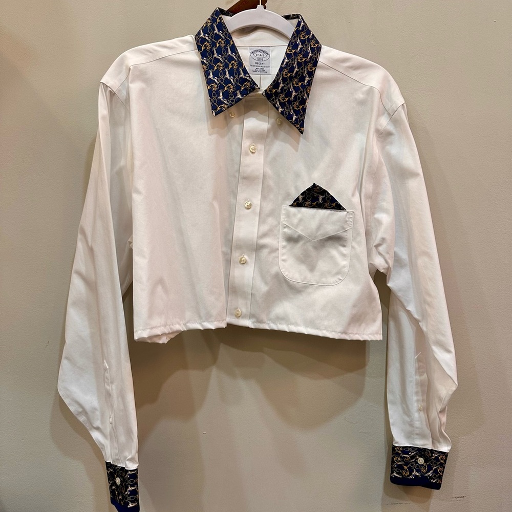 Upcycled shirt with vintage tie fabric